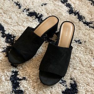 Black Mule Suede Block Heels